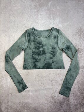 Lululemon Ebb to Street Long Sleeve Cropped Top w/ built in undershirt
